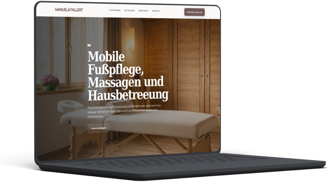 Fertige Kunden-Website auf Desktop