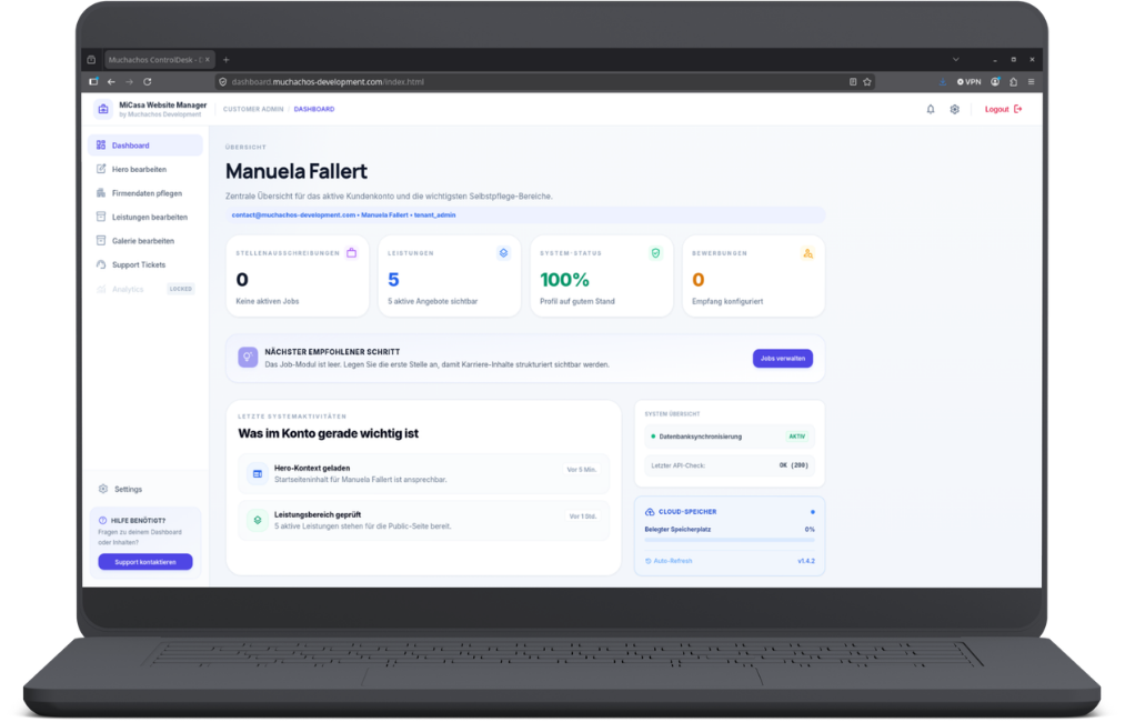MiCasa Website Manager auf dem Smartphone bedienen