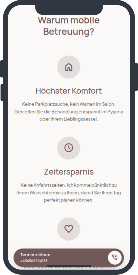 Manuela Fallert Website auf Smartphone